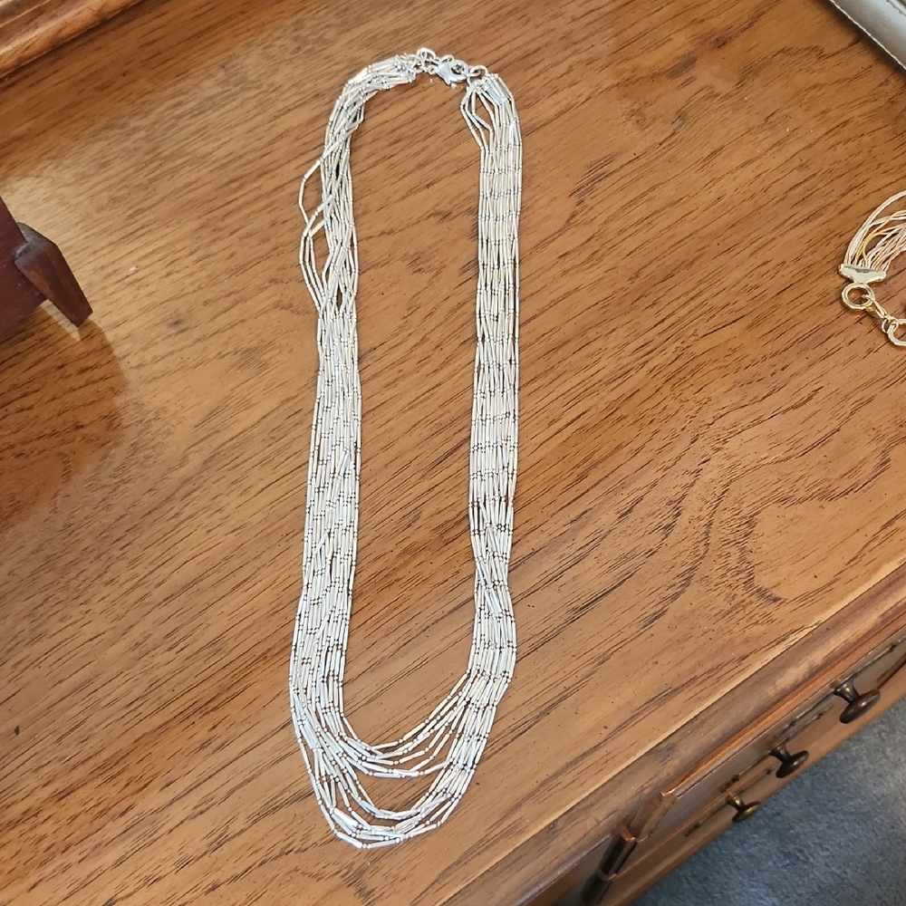 Elegant Silver Multi-Strand Necklace (B22)